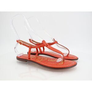 Sam Edelman Women Gigi Croc Slingback Thong Sandals Size 8.5M Orange Vegan Flat